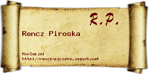 Rencz Piroska névjegykártya